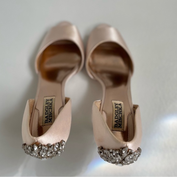 badgley mischka nude heels peep toe 8 - Picture 8 of 8
